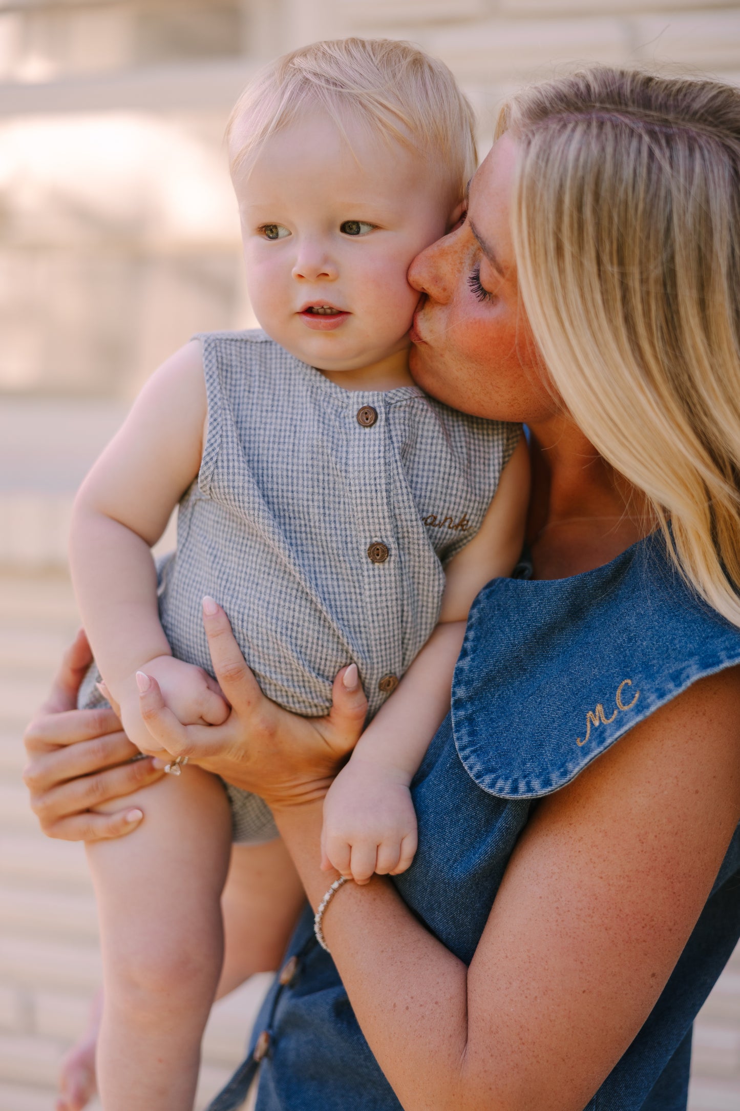 Picnic Gingham Romper in Blue