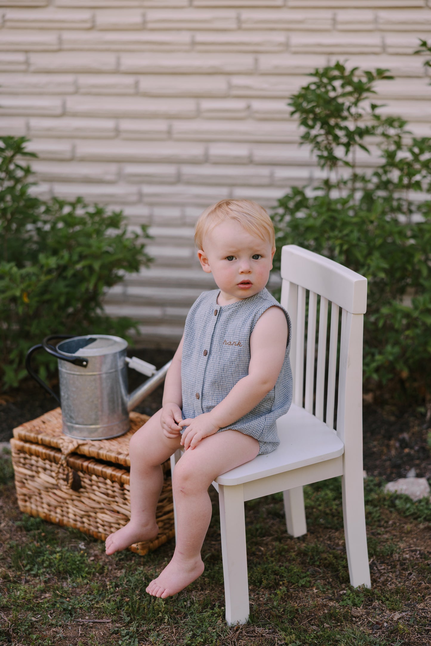 Picnic Gingham Romper in Blue