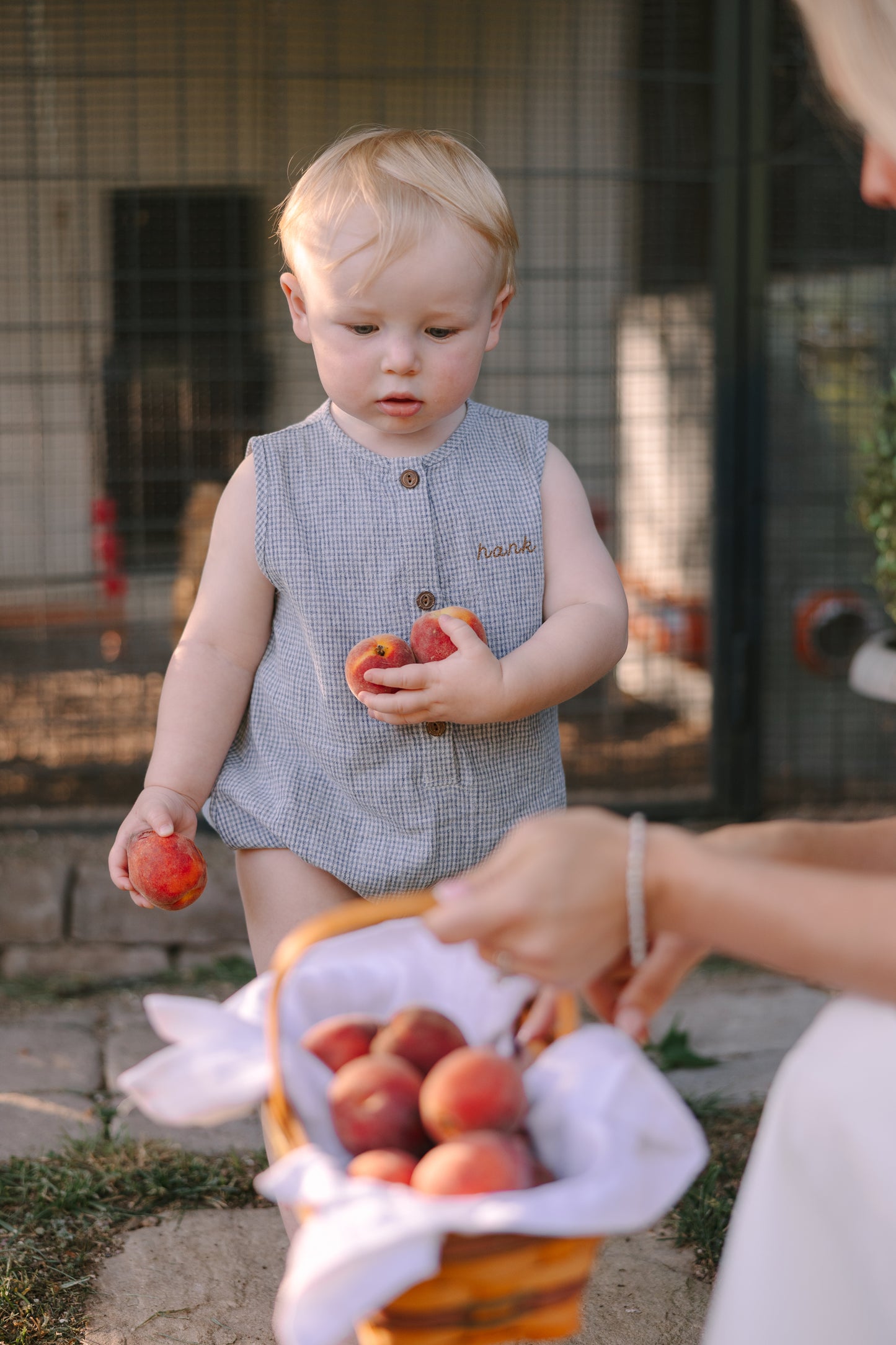 Picnic Gingham Romper in Blue